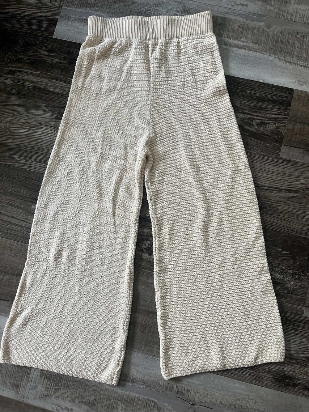 Sincerely Jules Cream Wide-Leg Knit Pants